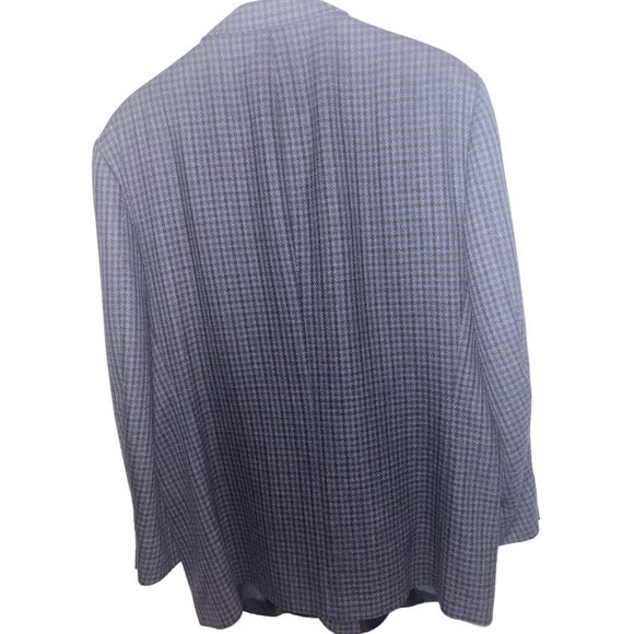 Oscar de la Renta Wool Sport Coat size 44R, Blue Gray Check, Black Lining - Picture 2 of 4